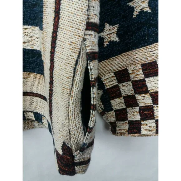 Vintage Colonial Flag Cardigan Sweater One Size 250th Birthday American Spirit